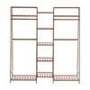 Bamboo Wooden Clothes Rail Rack Garment Hanging Shelf Stand Corner Open Wardrobe