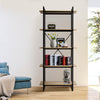 5 Tier Bookcase Bookshelf Industrial Wooden Storage Shelf Metal Frame 180cm UK