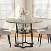 38.6" Round Dining Table 4 w/Storage Shelf Farmhouse Kitchen Table Metal Base