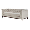 Dusk Chesterfield Stone Matte Velvet & Ash Wood Quilted 3 Seater Sofa RRP £1069