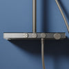 Square Thermostatic Shower Mixer Gunmetal Grey Rainfall Handset Knob Control