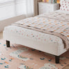 Double Upholstered Bed 4ft6 135x190cm with Velvet Headboard & Study Slats, Beige
