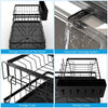 2 Tier Dish Drainer Rack Cutlery Holder Plate Rack with Drip Tray Oldjufxesxfgzd