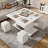 LIFT UP TOP WOODEN COFFEE TABLE WITH STORAGE, CONVERTIBLE DINING TABLE & CHAIRS