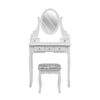 White Dressing Table Set with 5 Drawers Mirror and Stool Makeup Vanity Table