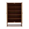 Bamboo 2-Door Shoe Storage Cabinet Rattan Doors Entryway Organizer Shoe Shelves