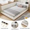Upholstered Double Bed Frame 4ft6 Daybed w/ Headboard, Boucle, 135x190 cm, Beige