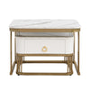 Coffee Table Nesting Set of 2 Side Table Golden Frame Marble Effects With Drawer