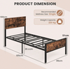 Double Bed Frame Industrial Metal Platform Bed with Headboard and Footboard