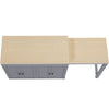 Extendable Bar Table 118-180cm, Kitchen Trolley Cart w/ 4 Doors, Shelves, Grey