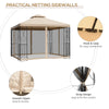 3x3(m) Outdoor Gazebo Patio Pavilion Canopy Tent w/ Netting & Shelf 2-tier Roof
