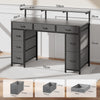 120 cm Computer Desk with Drawers, Gaming Table with LED Lights & Power Outlets
