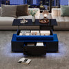 Lift Top LED Coffee Table High Gloss Black Glass Sofa Side Living Room
