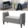Modern Rolled Arm Bed End Bench Storage Box Footstool Bedroom Footrest Wood Legs