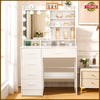 White Dressing Table Vanity Makeup Desk with LED Mirror 5 Drawers & Open Shelves