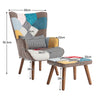 PATCHWORK CHAIR, ACCENT ARMCHAIR WITH OTTOMAN SINGLE SOFA CHAIR WITH FOOTSTOOL
