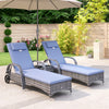 Rattan Sun Lounger Set Wicker Recliner Bed Side Table Garden Furniture Cushion