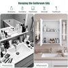 Double Door LED Bathroom Mirror Cabinet Cupboard With Side Shelves Wall Mounted