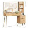 Dressing Table Tempered Glass Top Vanity Makeup Desk 5 Drawers LED Mirror