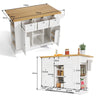 Kitchen Island Storage Trolley Cart with Drop Leaf, Drawers & Spice Racks, White