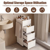 Slim Bathroom Floor Cabinet Storage Unit Tower with 3 Drawer & 4 Compartments