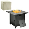 Square Propane Fire Pit Table 40000 BTU Gas Firepit w/ Rain Cover & Lava Rocks