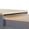 Extendable Bar Table 118-180cm, Kitchen Trolley Cart w/ 4 Doors, Shelves, Grey