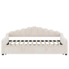 Daybed with Trundle Under Bed Guest 3ft Beige Upholstered Bed for Kids, Adults
