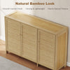 Bamboo Shoe Cabinet with Louvered Doors, 14 Pairs Footwear Cupboard for Hallway