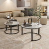 2pcs Nesting Round Coffee Table Sintered Stone End Tables Living Room Furniture