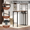 Table Dining Metal Coffee Bar with Glass Racks-Brown
