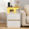 2 Drawers LED Bedside Table With Charging Socket Nightstand Bedside Cabinet UK