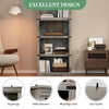 5 Tier Farmhouse Bookcase,Wooden Open Bookshelf Display Storage,Gray/Brown/White