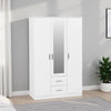 White 3 Door Mirrored Wardrobe with 2 Drawers Hanging Rail Shelf Storage