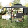 Outdoor Double-Tiered BBQ Canopy Shelter w/ 2 Shelves-Grey