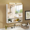 Bathroom Mirror Cabinet with Shaver Socket & Door & Open Compartment & LED Vdlod