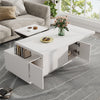 White Lift-Top Coffee Table with 2 Doors & Hidden Storage, Rectangular Table