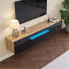 Floating TV Stand Cabinet with LED lights High Gloss TV Unit with Pull-Down Door