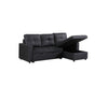 Newport Leather 3 Seater Pullout Sofa Bed with Storage Compartment-BLACK