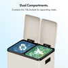 Cream Recycling Kitchen Bin, 30L with Double Compartments 2 x 15L, VonHaus