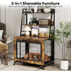 Dog Crate Furniture Industrial Dog Kennel with Storage Shelves-Brown