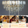 10-Lights Gold Crystal Chandelier Kitchen Island Pendant Light Entryway Hallway