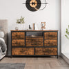 TV Stand with LED Light for 32-50" TVs, Media Console Table w/ 8 Drawers Bedroom
