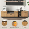 180cm TV Stand Media Unit w/ 3 Doors, LED Strips and Glass Shelves, TV Cabinet