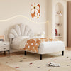 3ft Single Upholstered Bed Frame with Headboard, Solid Wood Slat, Velvet, Beige
