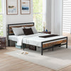 King Bed Frame Industrial Platform Bed Metal Wood Bed Frame with storage