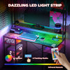 Computer Desk Home Office Gaming Desk Monitor Stand Power Outlets LED Lights