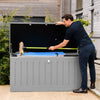 Outdoor Garden Storage Box With Padlock 830L Weatherproof & Sit On Plastic Shed