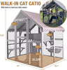 Wooden Catio Cat Enclosure Outdoor Kitty House Large Cat Run with Rainproof