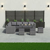 Rattan Garden 9 Seater Outdoor Set Furniture Sofa Chairs Table Bench Patio, Grey
